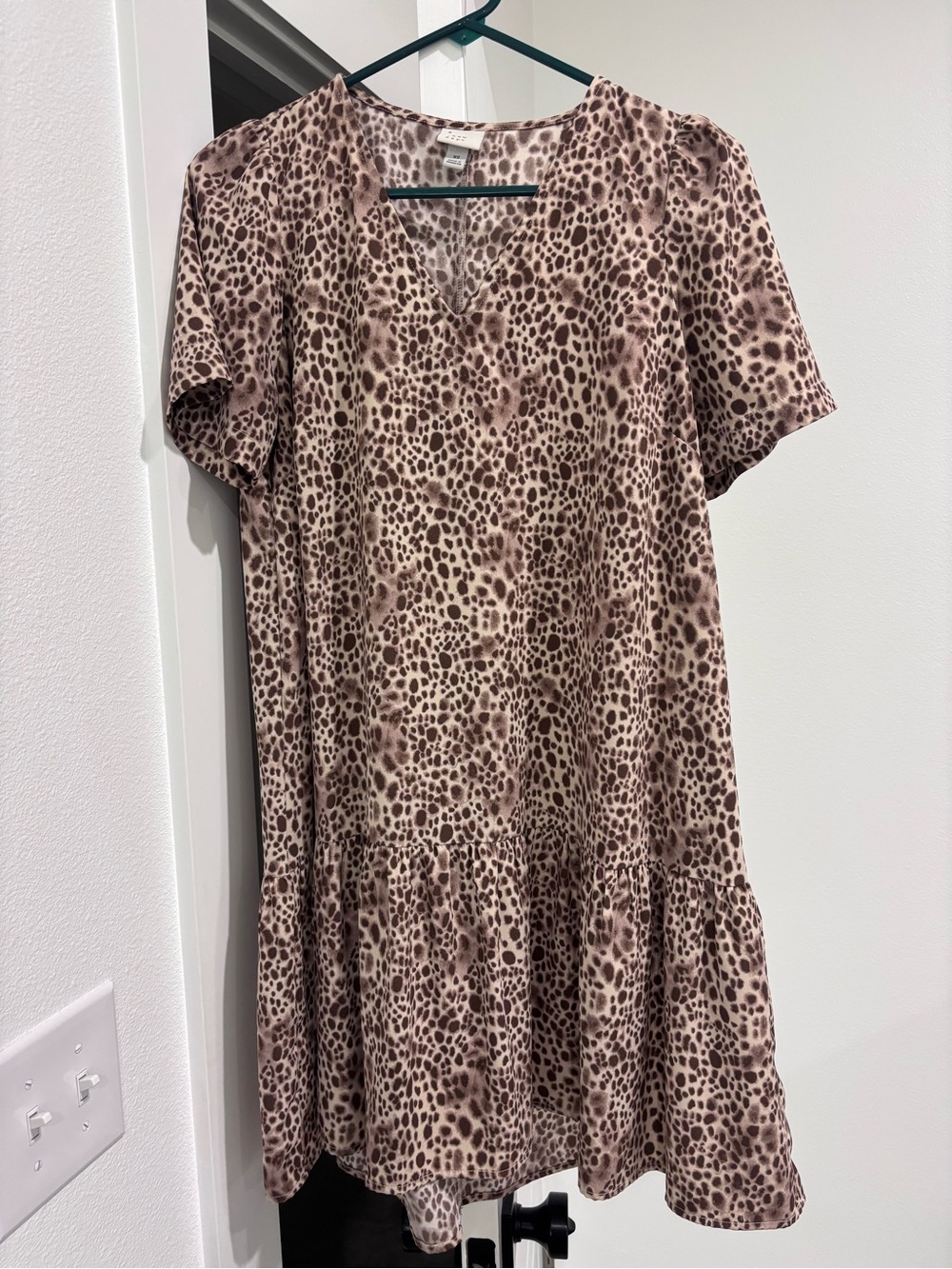 a new day Leopard Print Tan and Brown Short Sleeve Dress